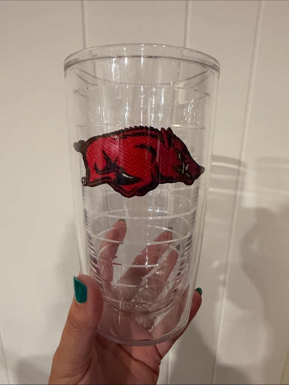 tervis Clear Tumbler with Red Razorback Logo (no top)